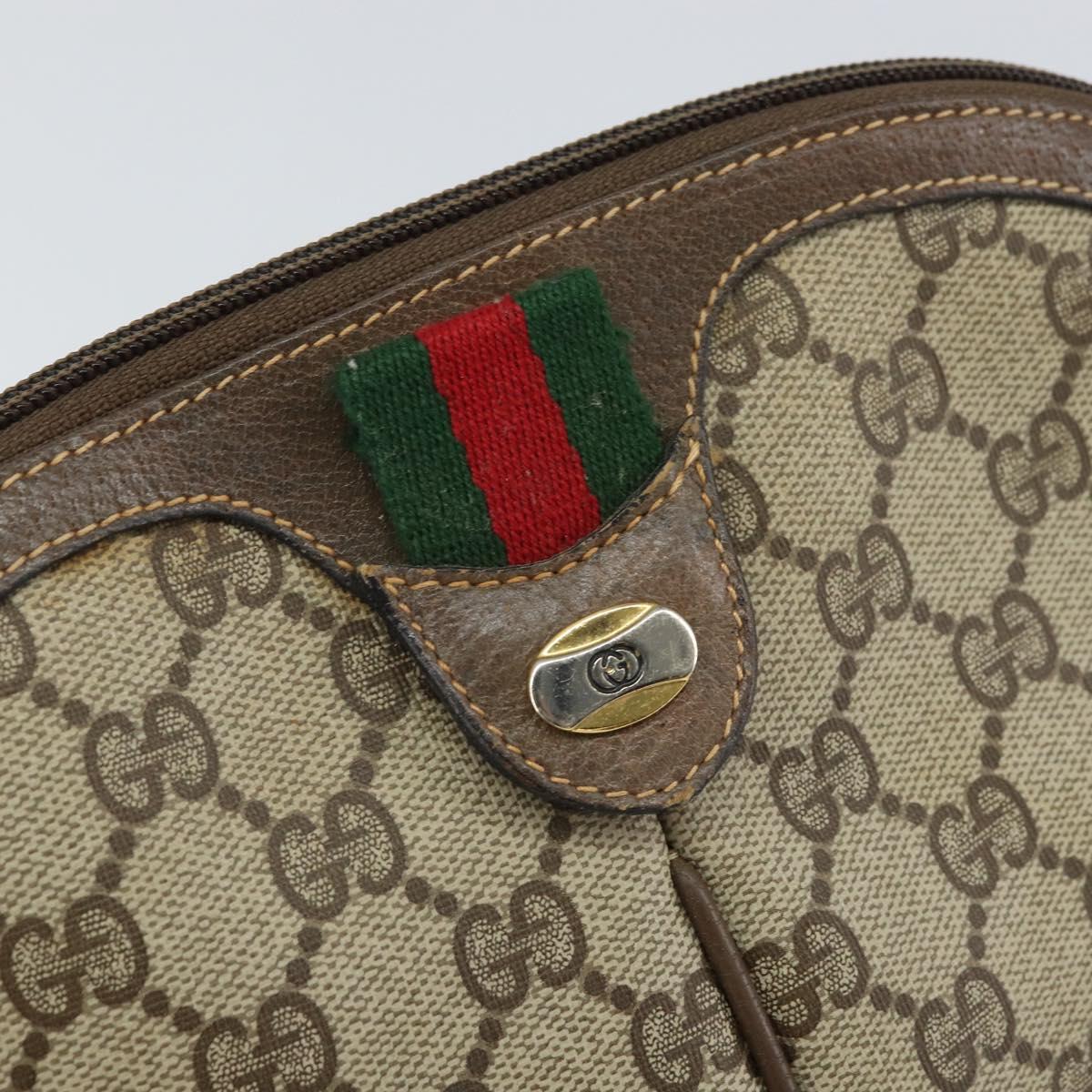 GUCCI GG Supreme Web Sherry Line Bag PVC Beige Gold 004 02 047 Auth 163828