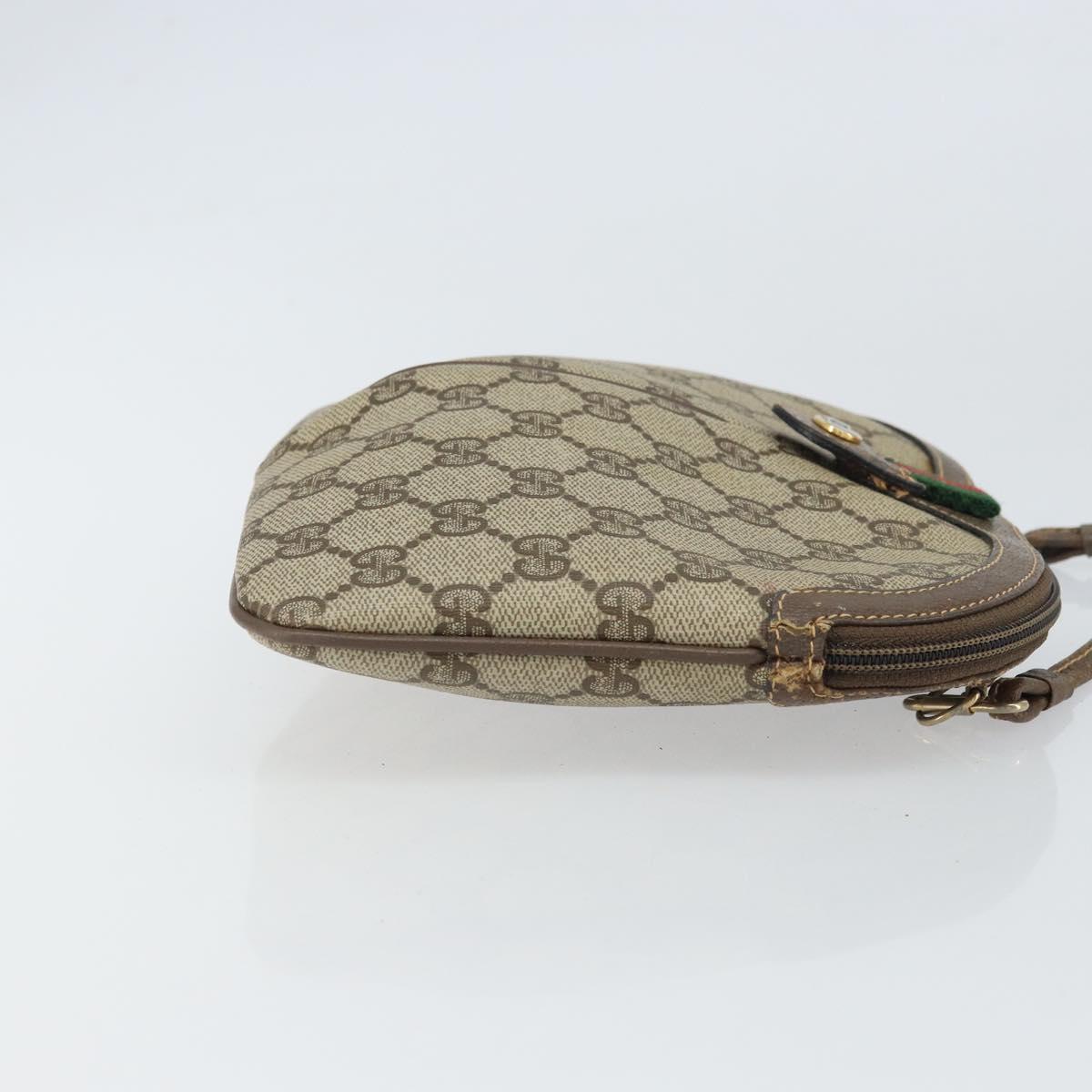 GUCCI GG Supreme Web Sherry Line Bag PVC Beige Gold 004 02 047 Auth 163828