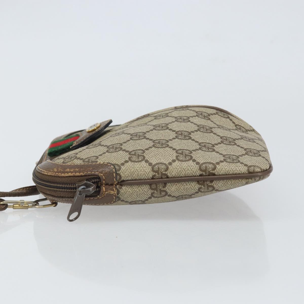 GUCCI GG Supreme Web Sherry Line Bag PVC Beige Gold 004 02 047 Auth 163828