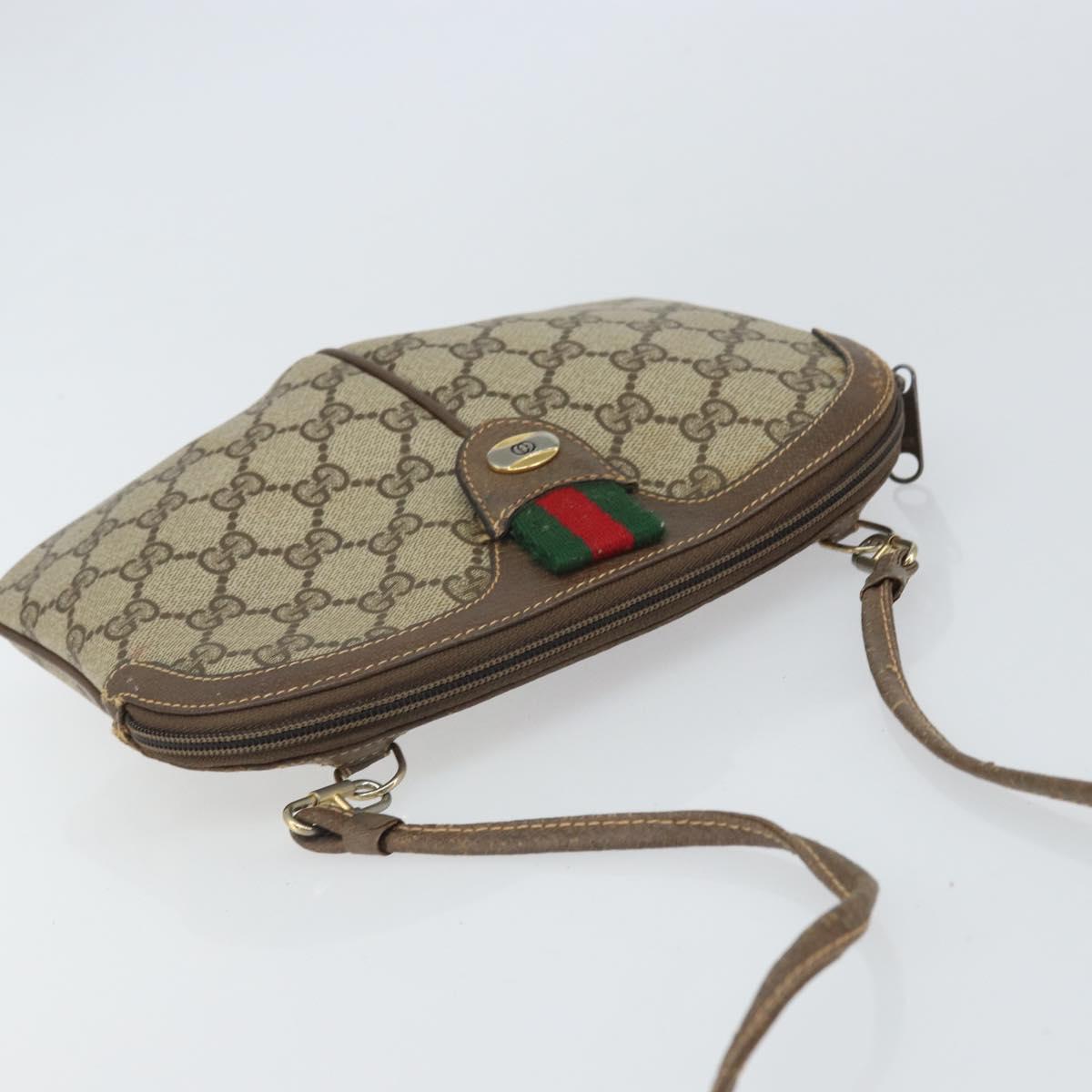 GUCCI GG Supreme Web Sherry Line Bag PVC Beige Gold 004 02 047 Auth 163828