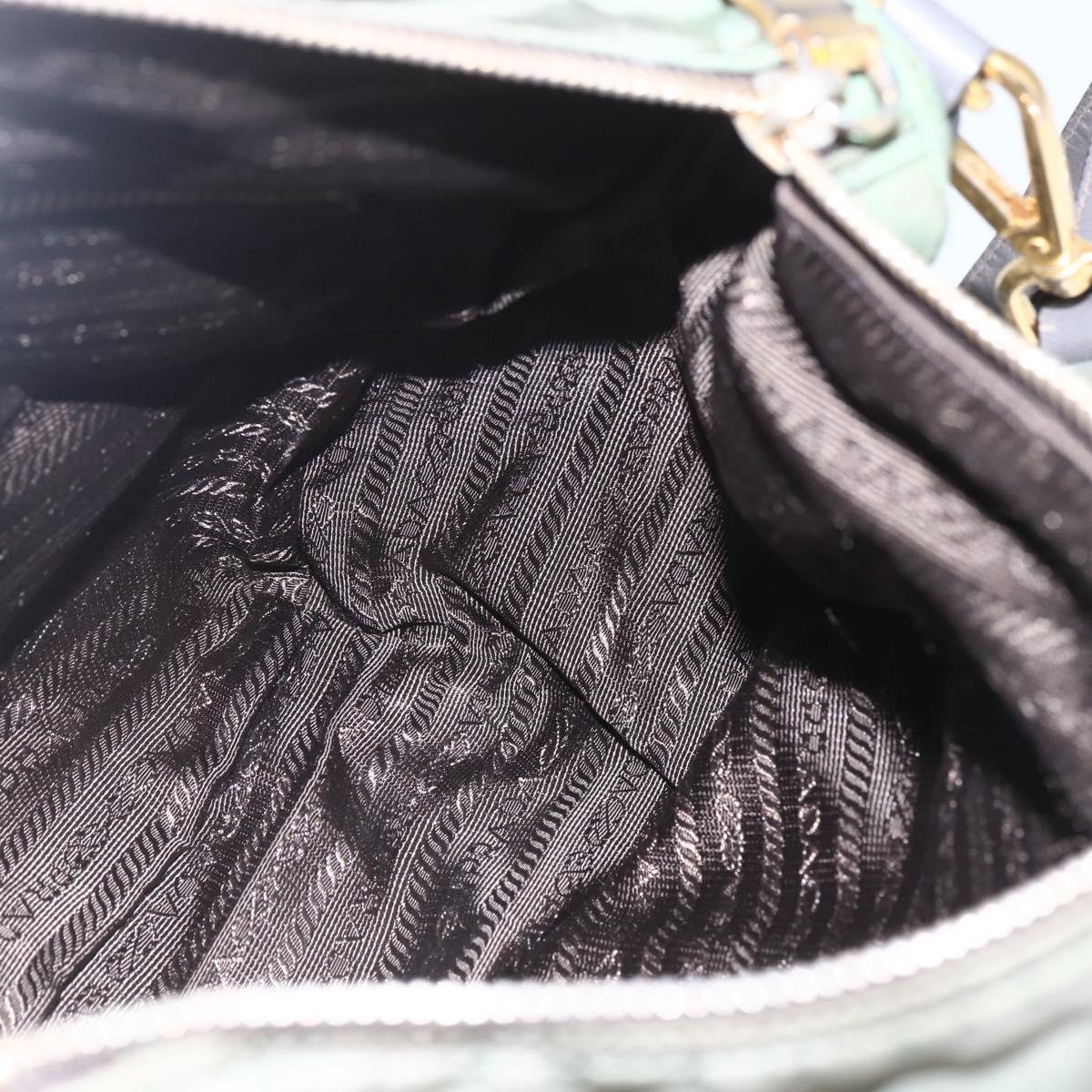 PRADA Shoulder Bag Nylon Green Gold Auth 163834