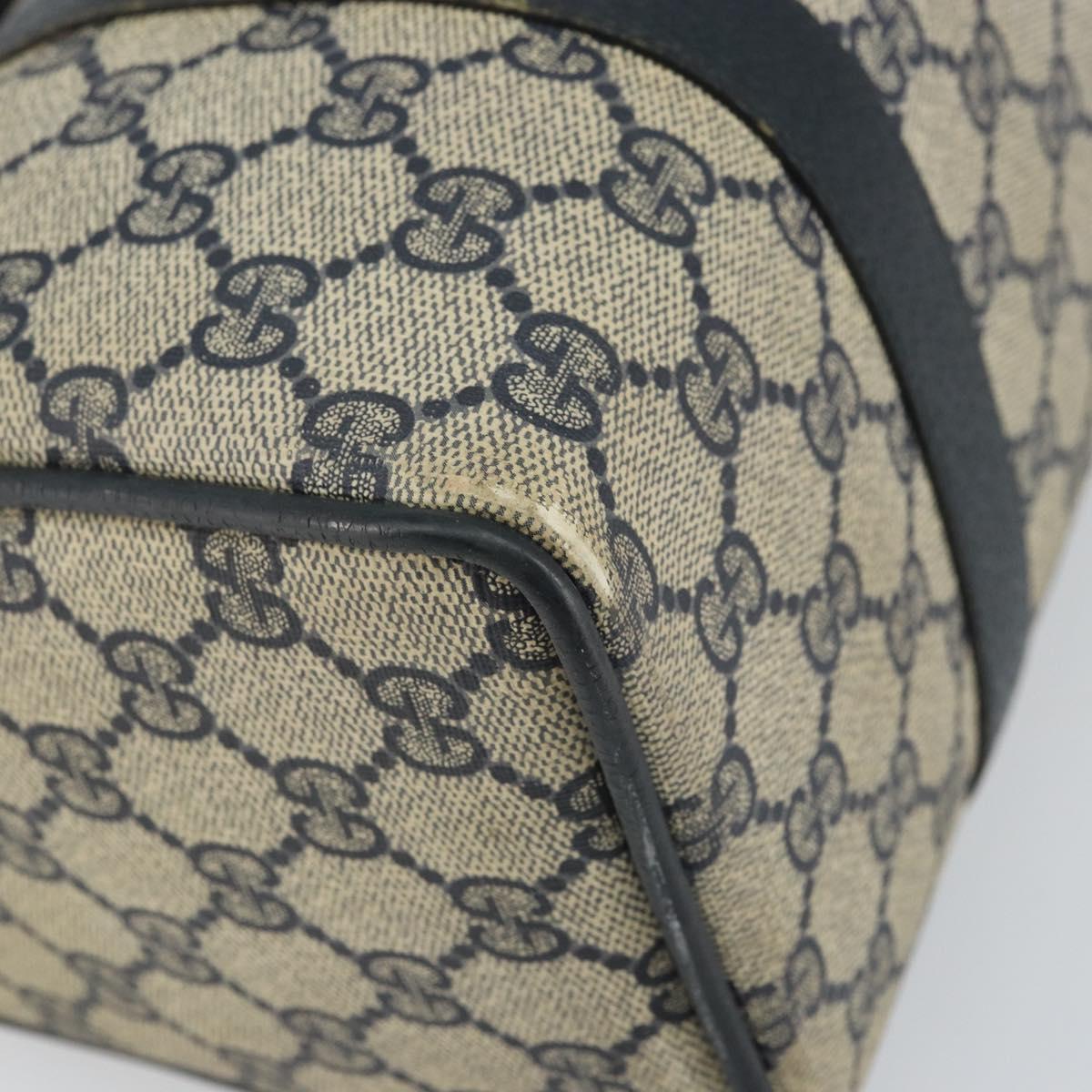 GUCCI GG Supreme Sherry Line Boston Bag PVC Navy Gold 116 02 006 Auth 163838