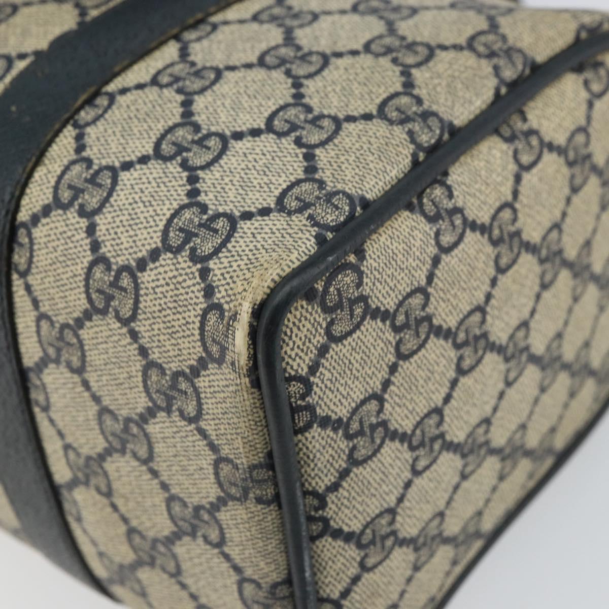GUCCI GG Supreme Sherry Line Boston Bag PVC Navy Gold 116 02 006 Auth 163838