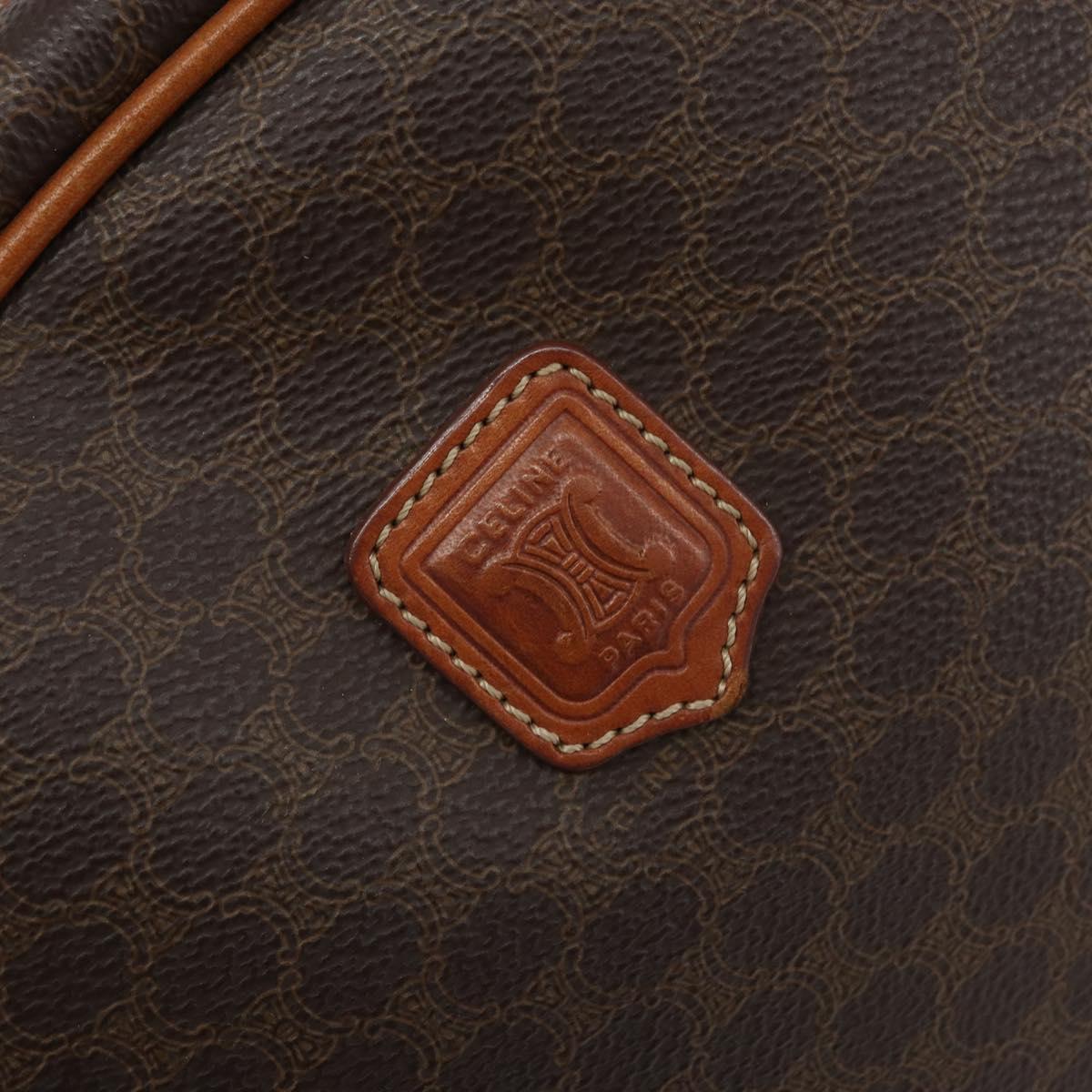 CELINE Macadam Canvas Hand Bag PVC Leather Brown Gold Auth 163842