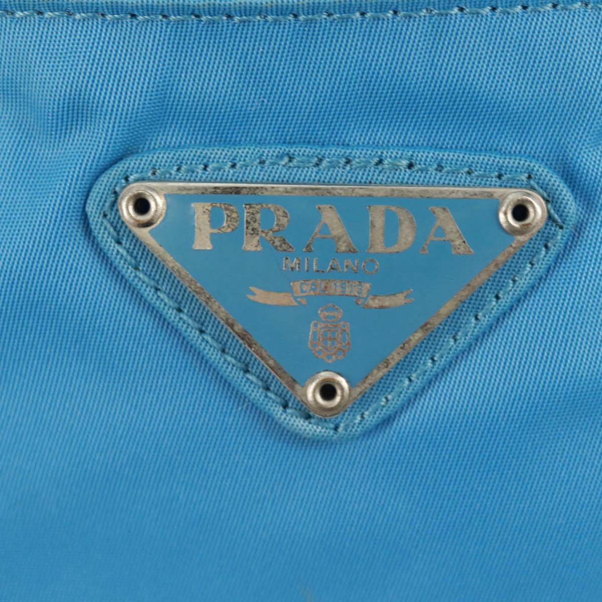 PRADA Shoulder Bag Nylon Blue Silver Auth 163845V