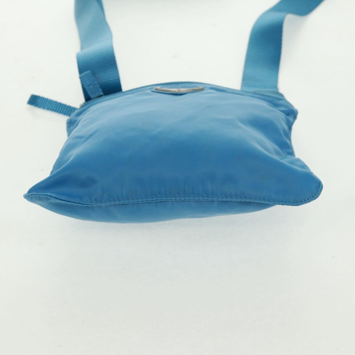 PRADA Shoulder Bag Nylon Blue Silver Auth 163845V