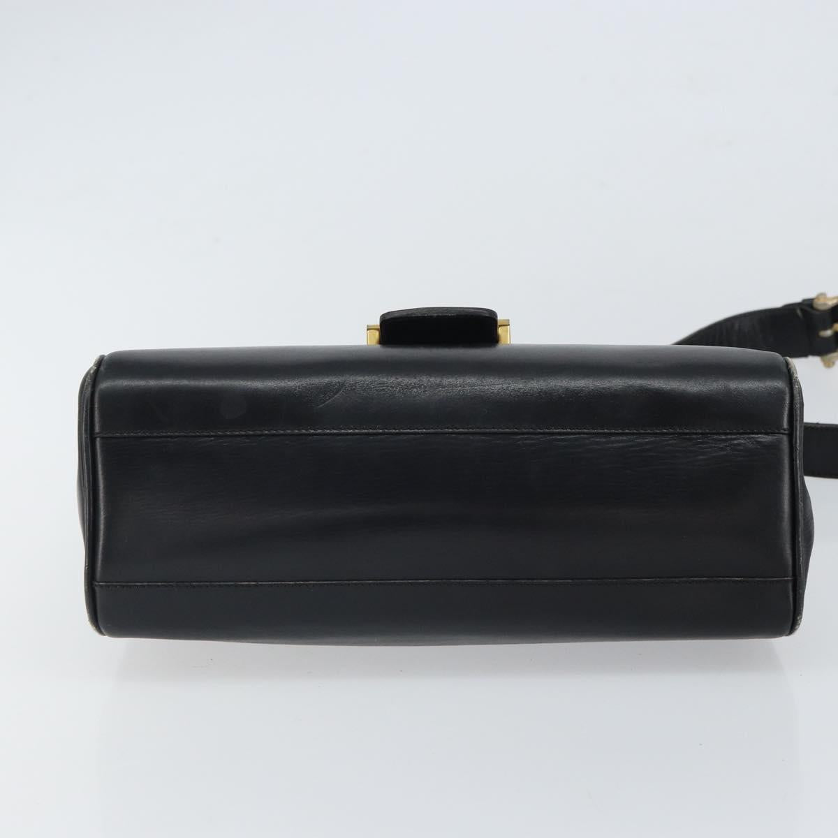 CELINE Horse Carriage Shoulder Bag Leather Black Gold Auth 163847
