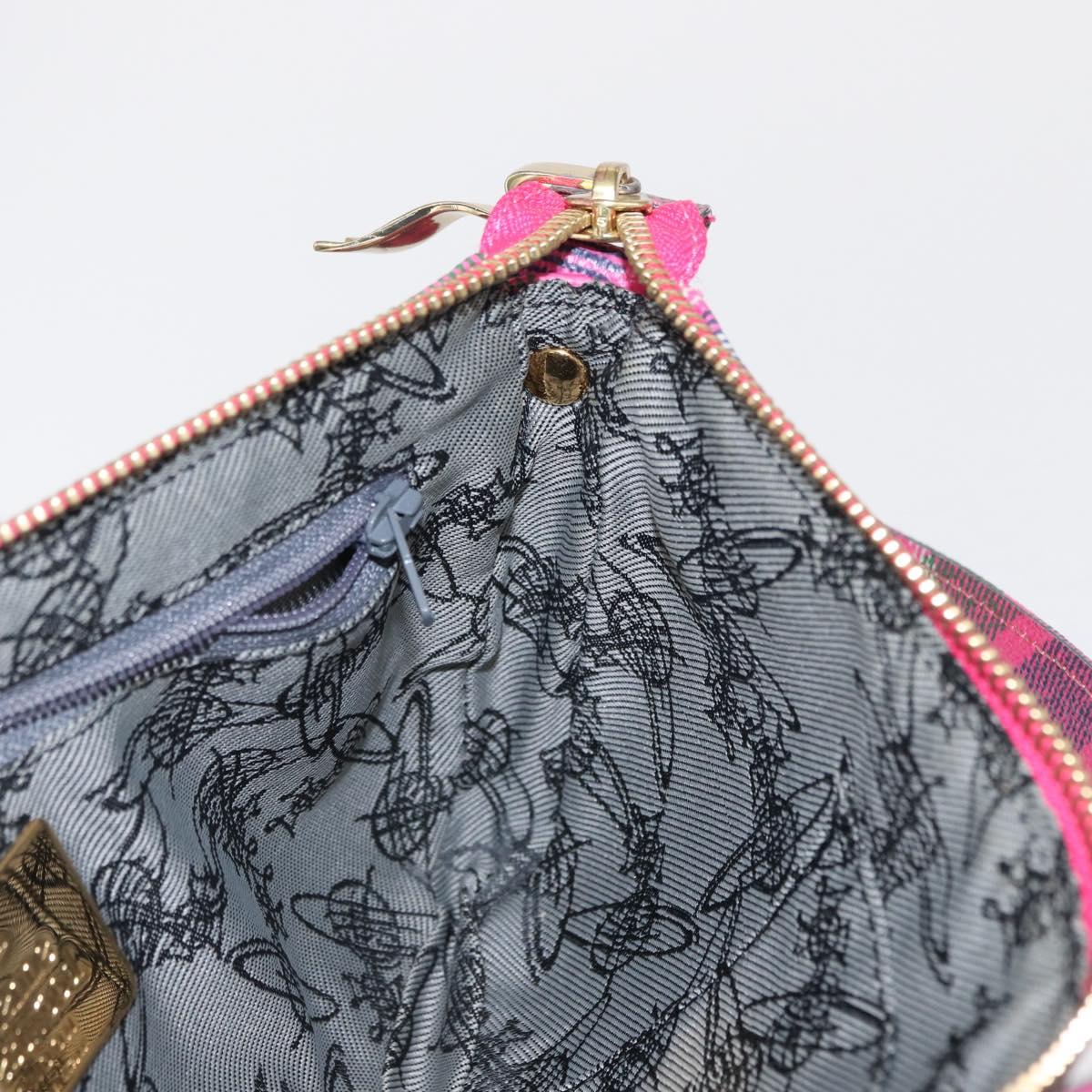 Vivienne Westwood Shukatatan Shoulder Bag PVC Canvas Pink Gold Auth 163852V