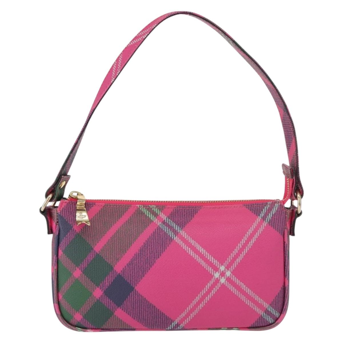 Vivienne Westwood Shukatatan Shoulder Bag PVC Canvas Pink Gold Auth 163852V