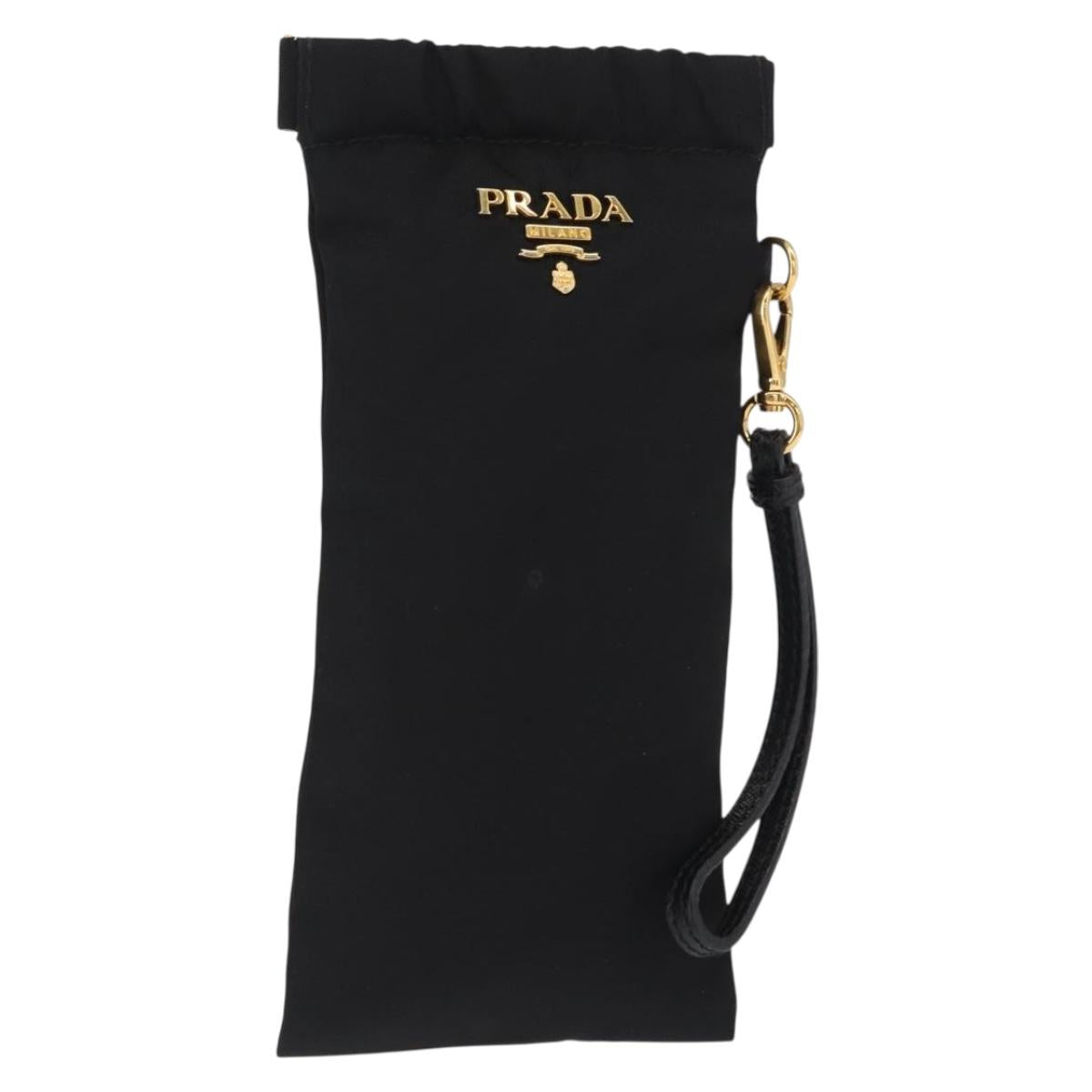 PRADA Pouch Nylon Black Gold Auth 163863