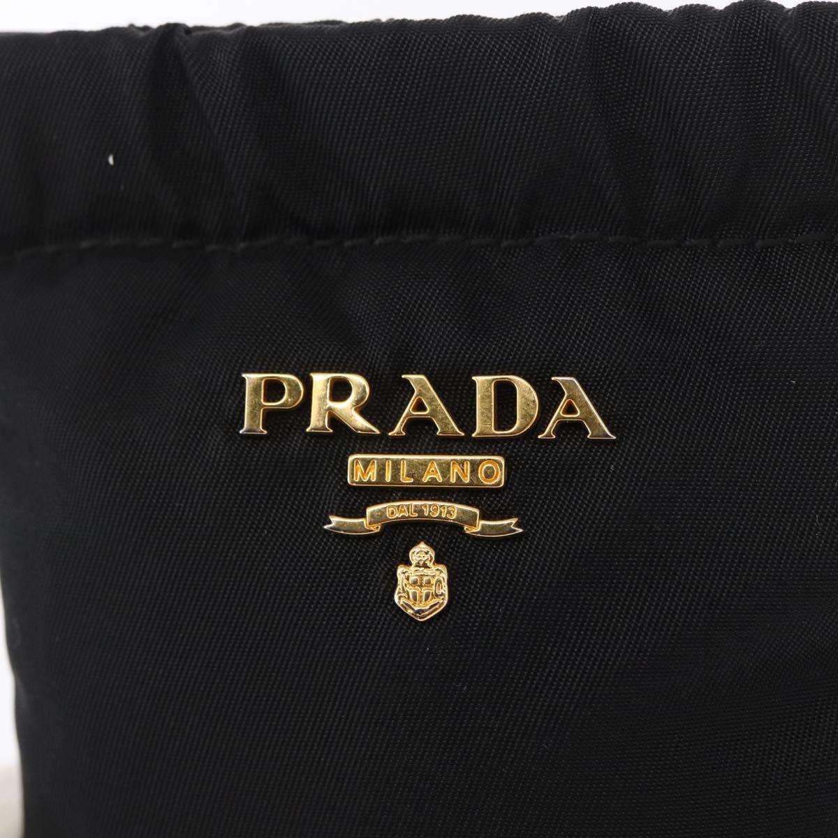 PRADA Pouch Nylon Black Gold Auth 163863