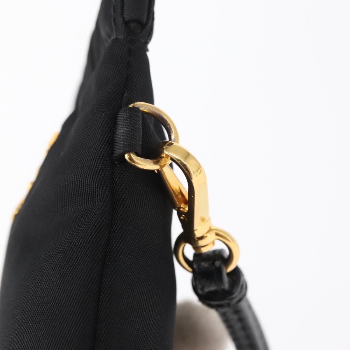 PRADA Pouch Nylon Black Gold Auth 163863