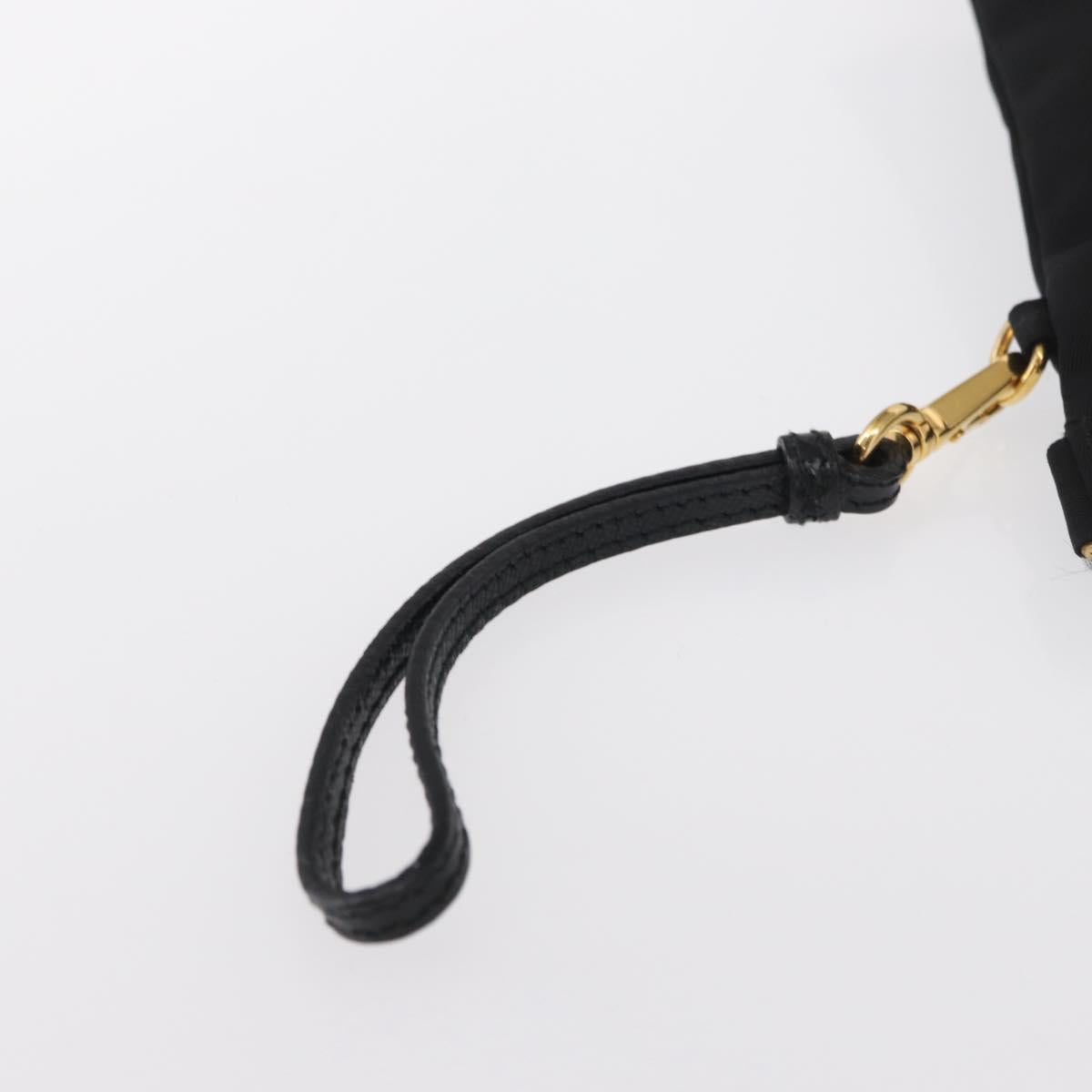 PRADA Pouch Nylon Black Gold Auth 163863