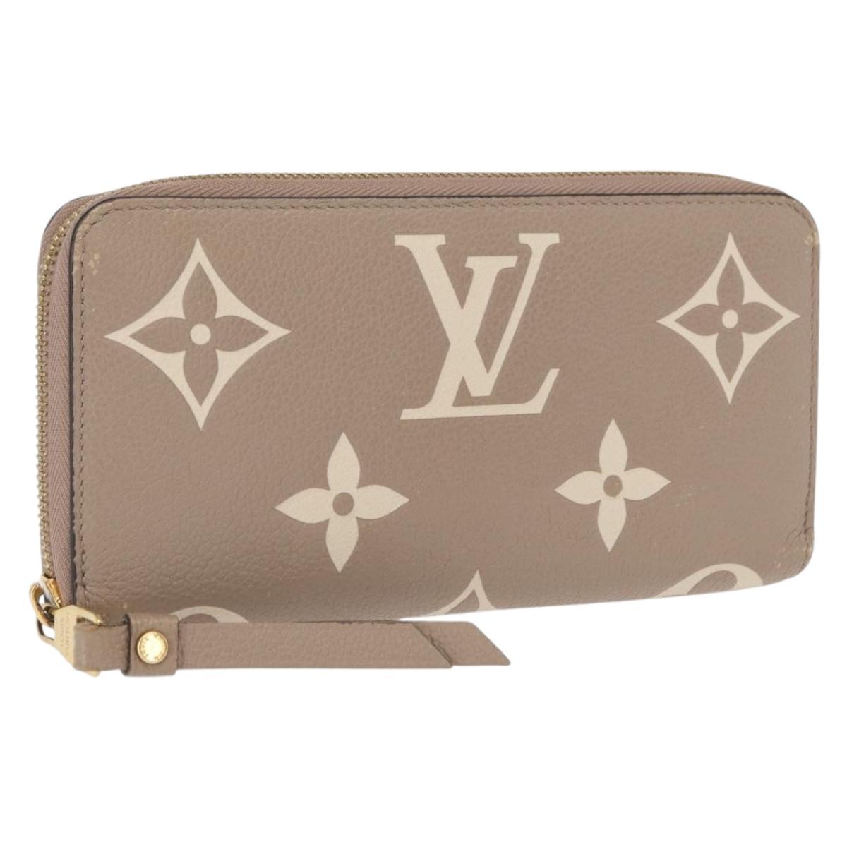 LOUIS VUITTON Bicolor Monogram Empreinte Zippy Wallet Gray M69794 Auth 163886A
