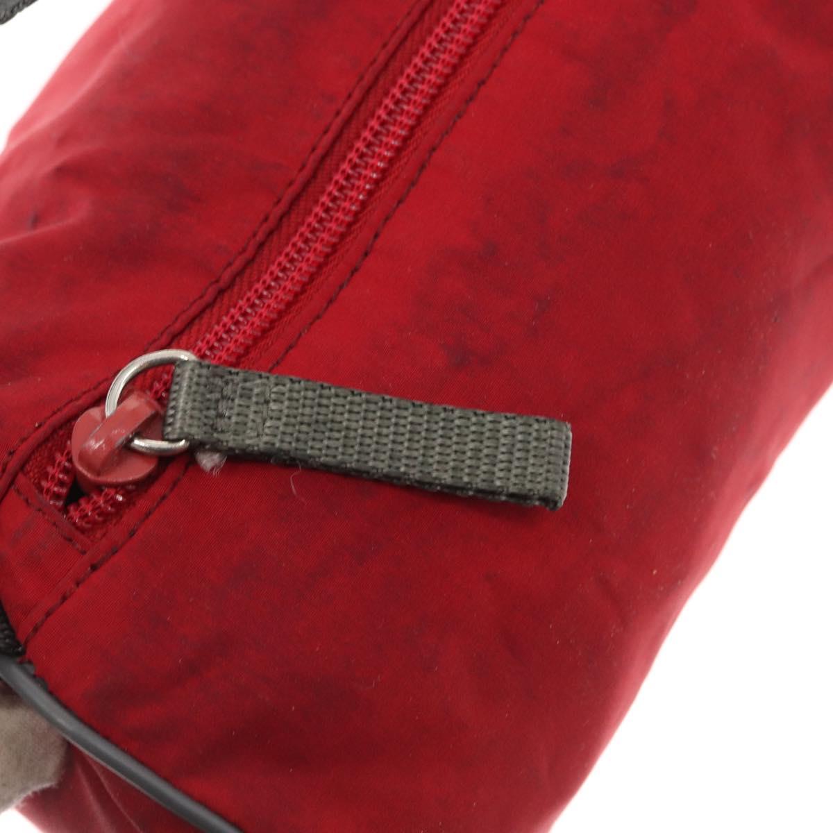 PRADA Sports Shoulder Bag Nylon Red Silver Auth 163901