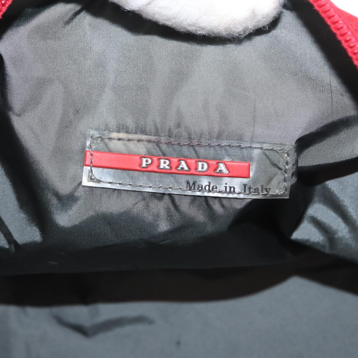 PRADA Sports Shoulder Bag Nylon Red Silver Auth 163901