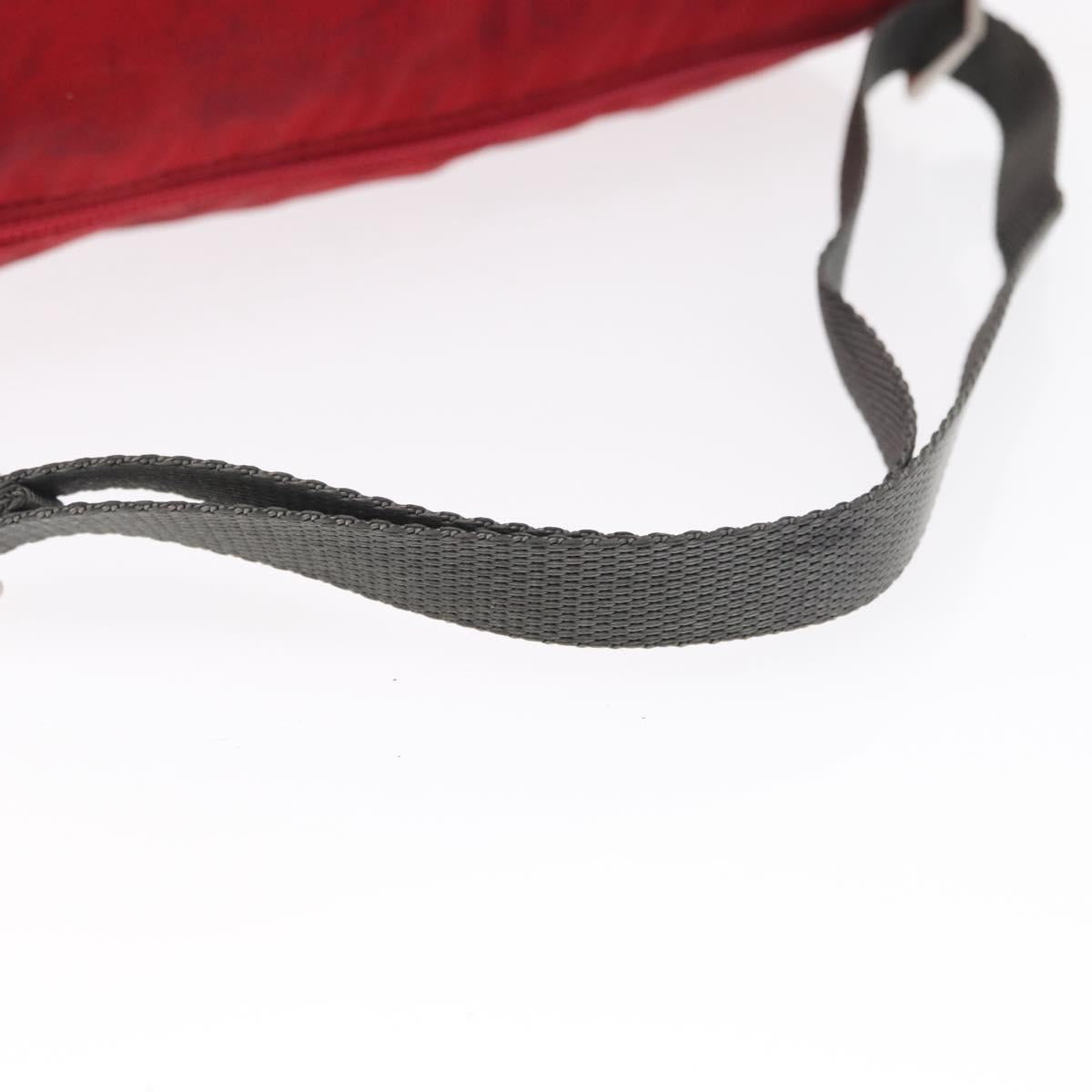PRADA Sports Shoulder Bag Nylon Red Silver Auth 163901