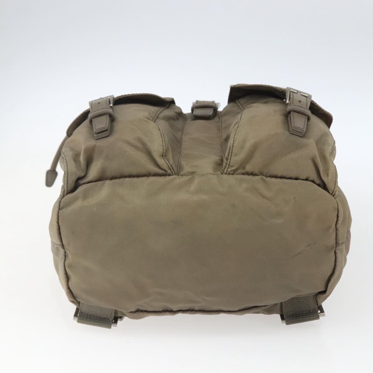 PRADA Backpack Nylon Khaki Silver Auth 163902