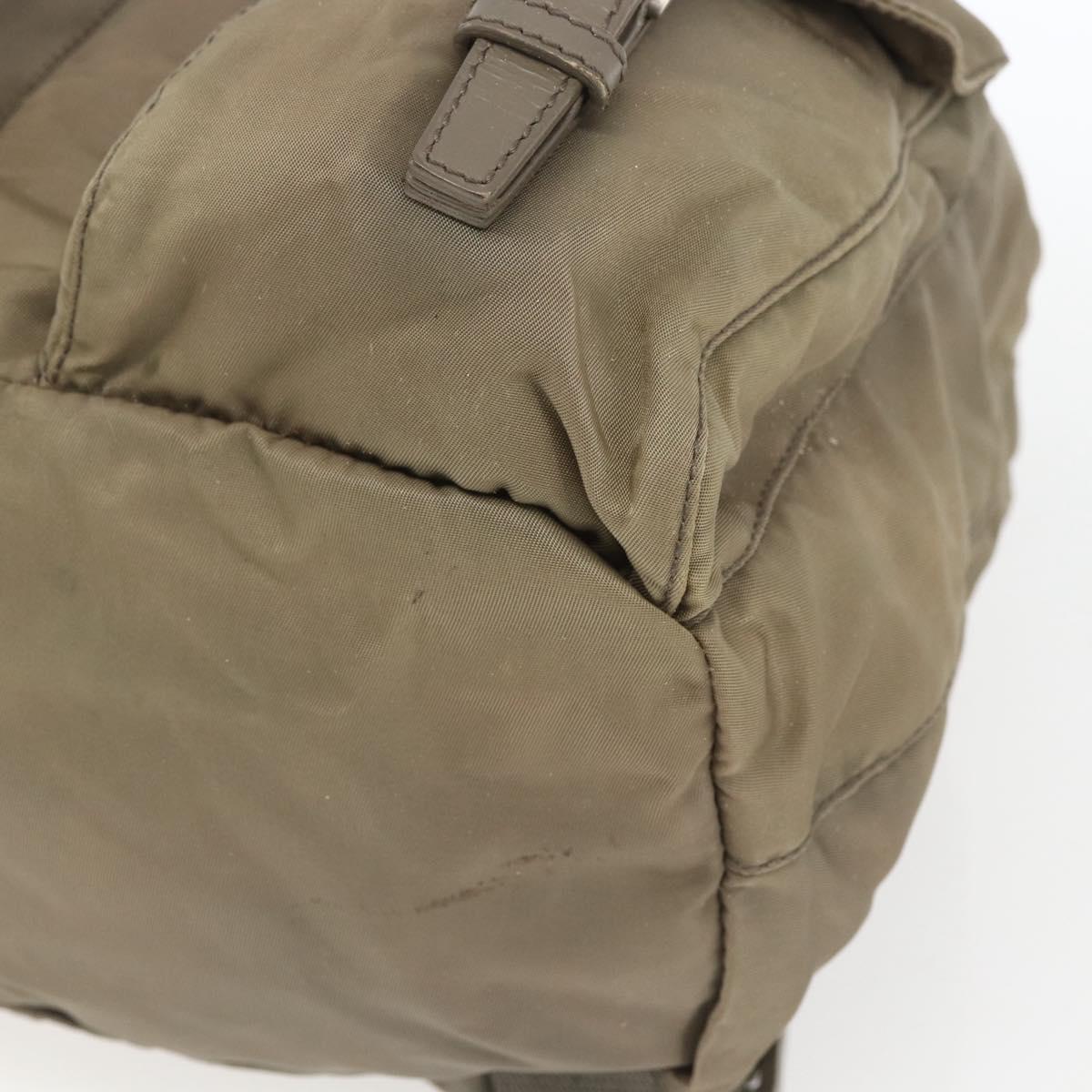 PRADA Backpack Nylon Khaki Silver Auth 163902