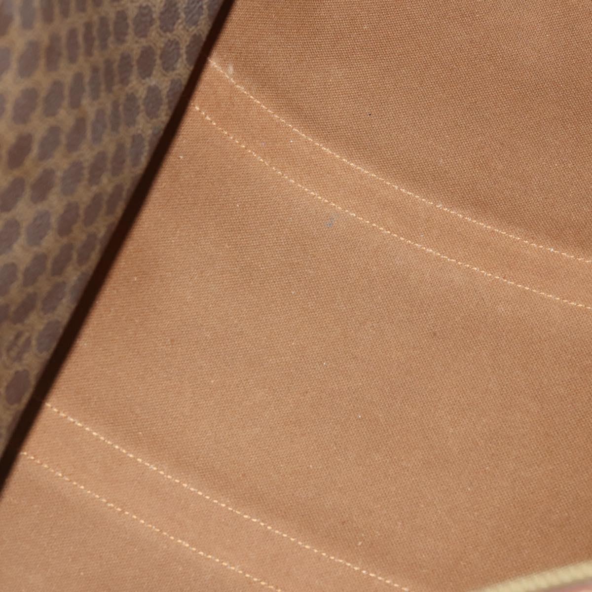 CELINE Macadam Canvas Boston Bag PVC Leather Brown Gold Auth 163903