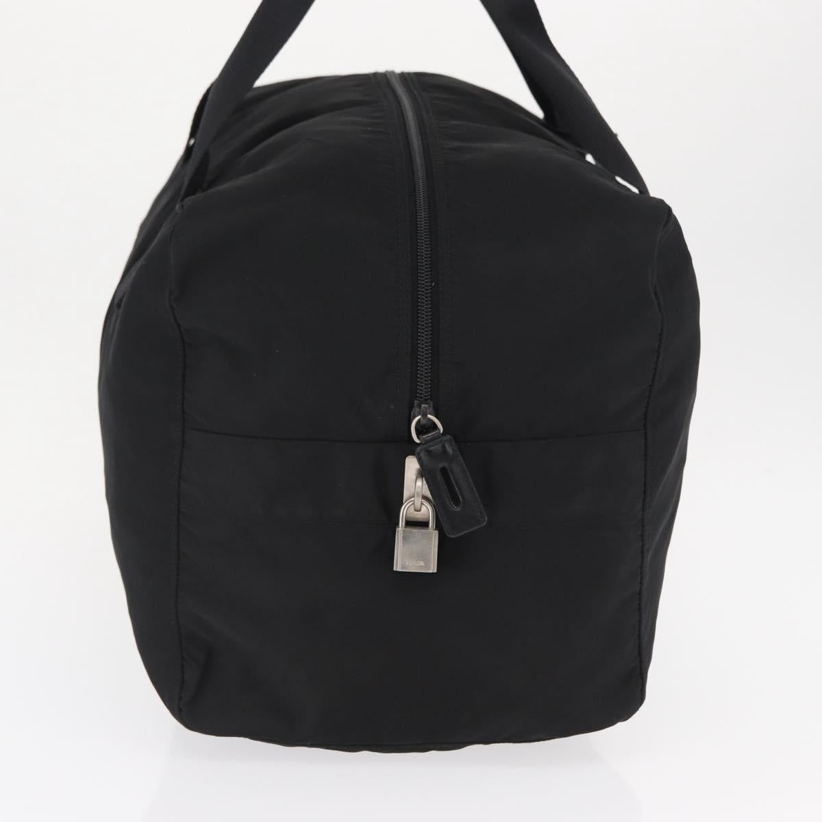 PRADA Boston Bag Nylon 2way Black Silver Auth 163905A