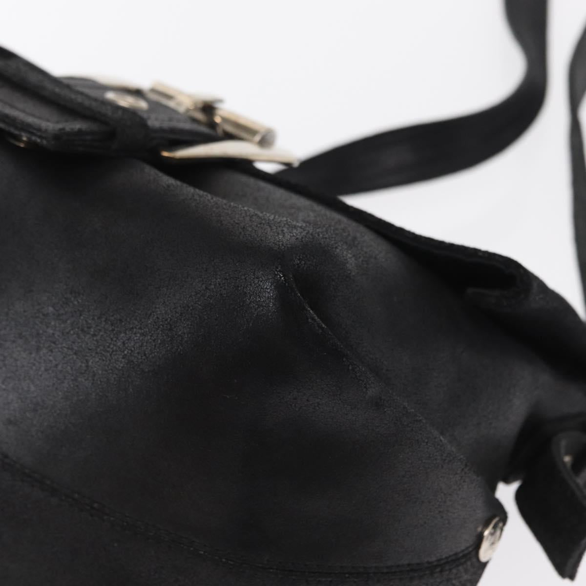 CELINE Shoulder Bag Leather Black Gold Auth 163914