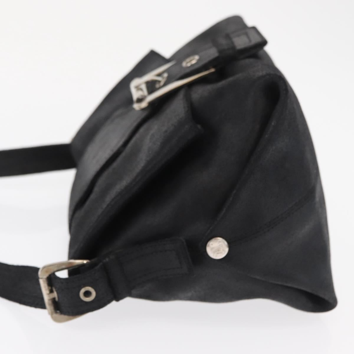 CELINE Shoulder Bag Leather Black Gold Auth 163914
