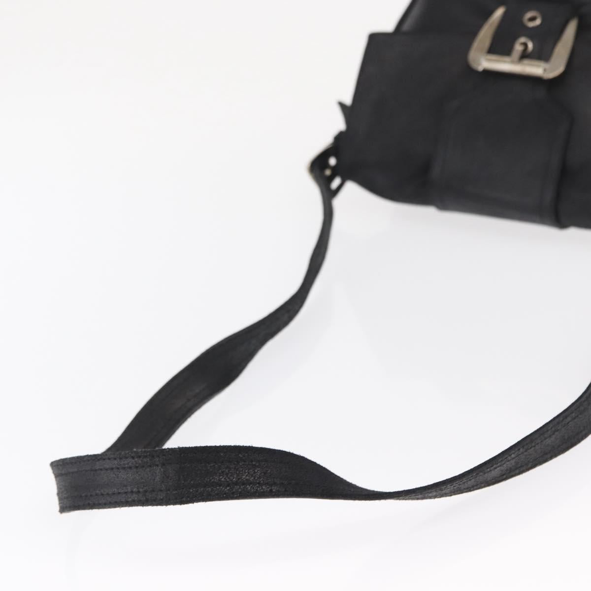 CELINE Shoulder Bag Leather Black Gold Auth 163914
