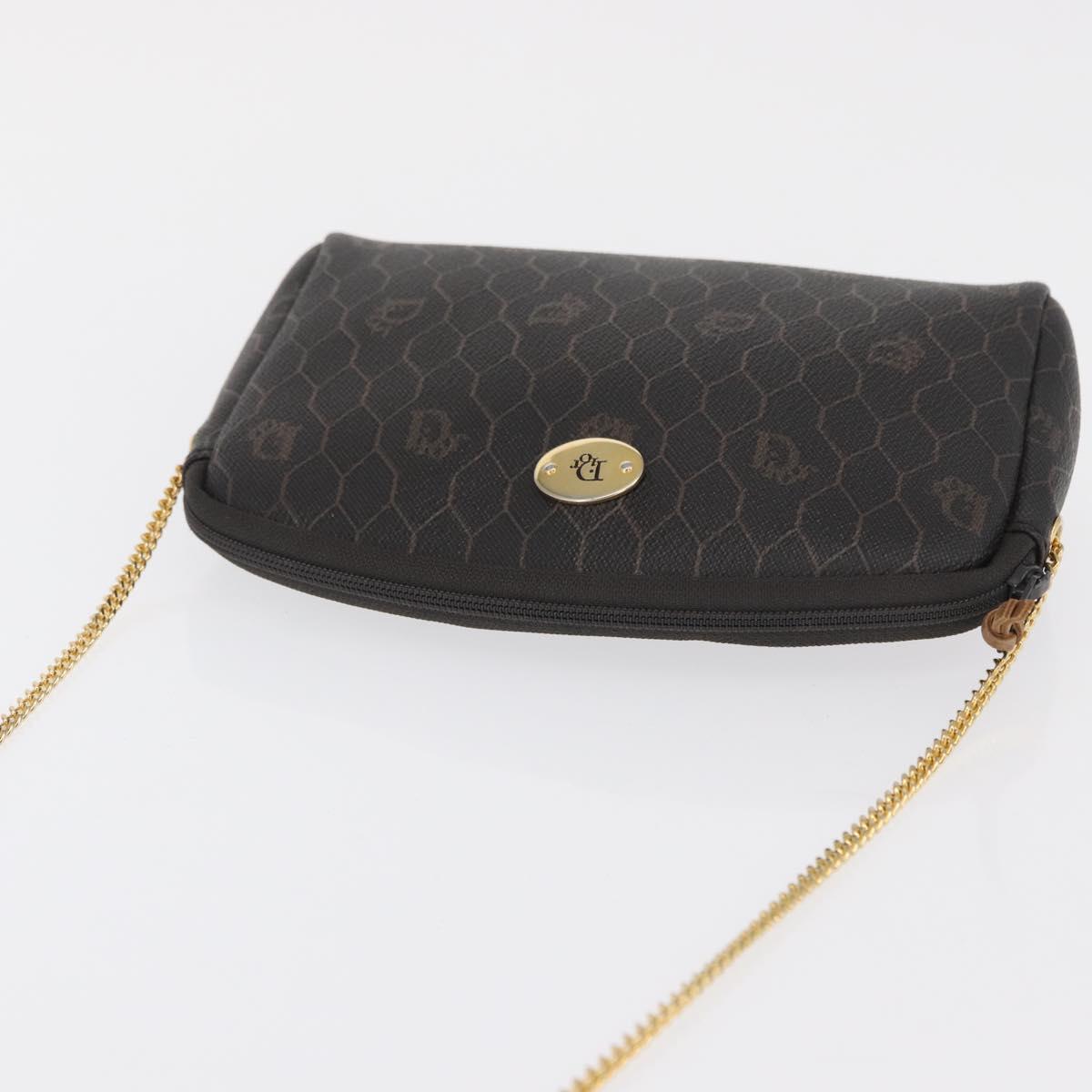 Christian Dior Honeycomb Canvas Shoulder Bag PVC Gray Gold Auth 163916
