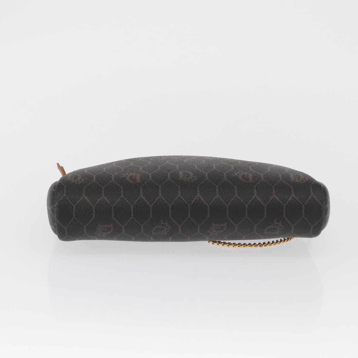Christian Dior Honeycomb Canvas Shoulder Bag PVC Gray Gold Auth 163916