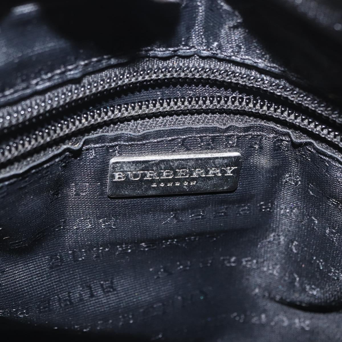 BURBERRY Nova Check Hand Bag PVC Beige Silver Auth 163918