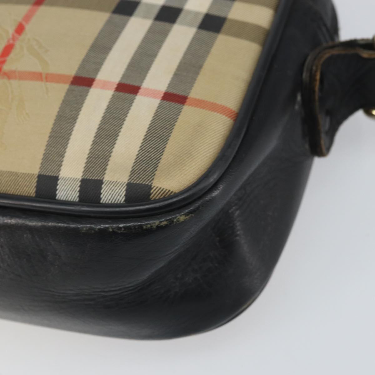 Burberrys Nova Check Shoulder Bag Canvas Beige Gold Auth 163922