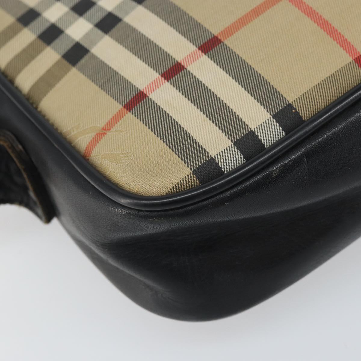 Burberrys Nova Check Shoulder Bag Canvas Beige Gold Auth 163922