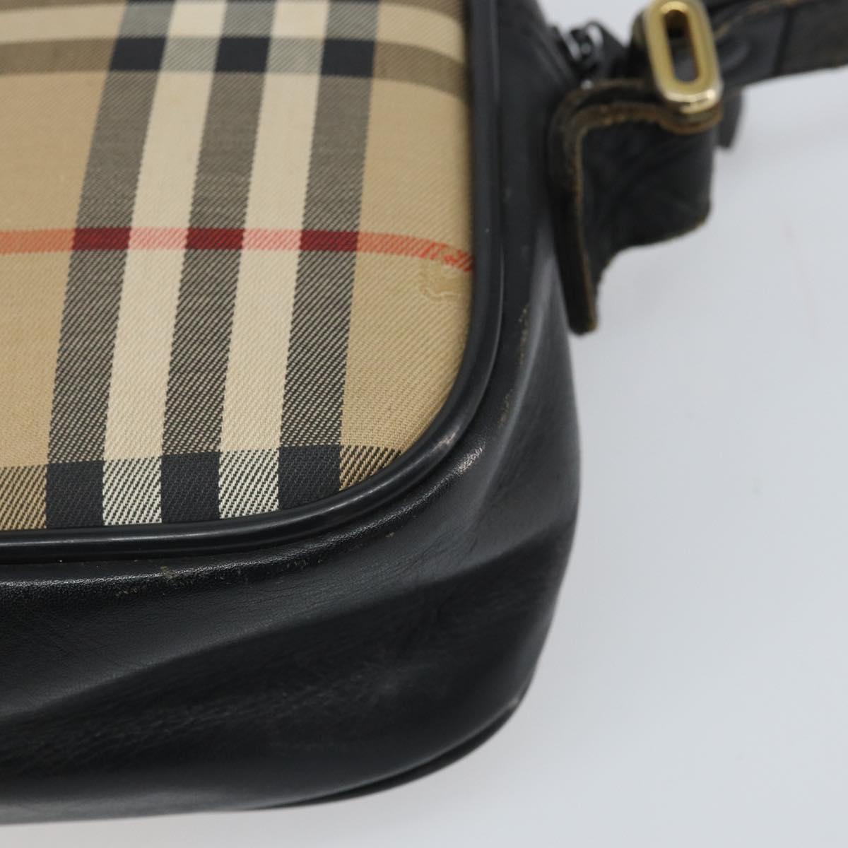 Burberrys Nova Check Shoulder Bag Canvas Beige Gold Auth 163922