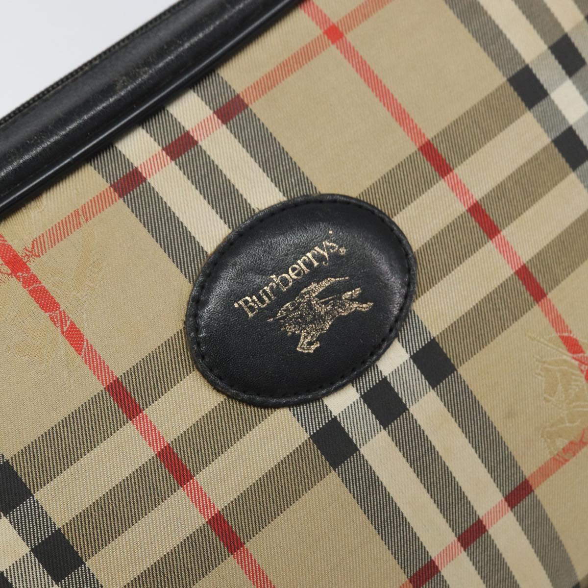 Burberrys Nova Check Shoulder Bag Canvas Beige Gold Auth 163922