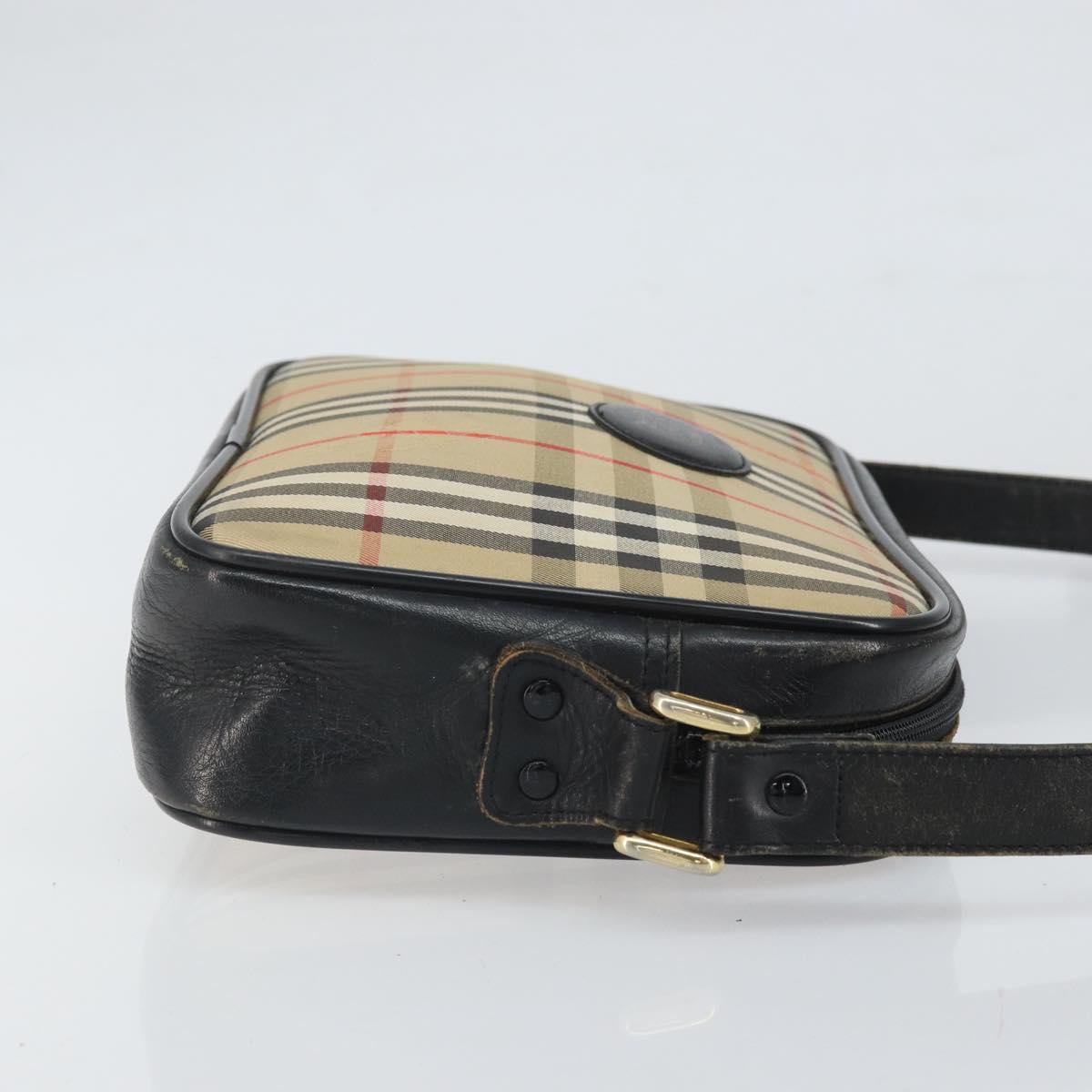 Burberrys Nova Check Shoulder Bag Canvas Beige Gold Auth 163922