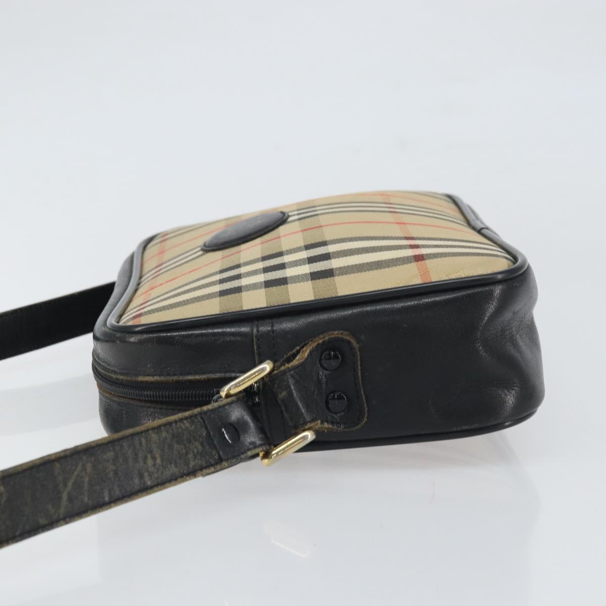 Burberrys Nova Check Shoulder Bag Canvas Beige Gold Auth 163922