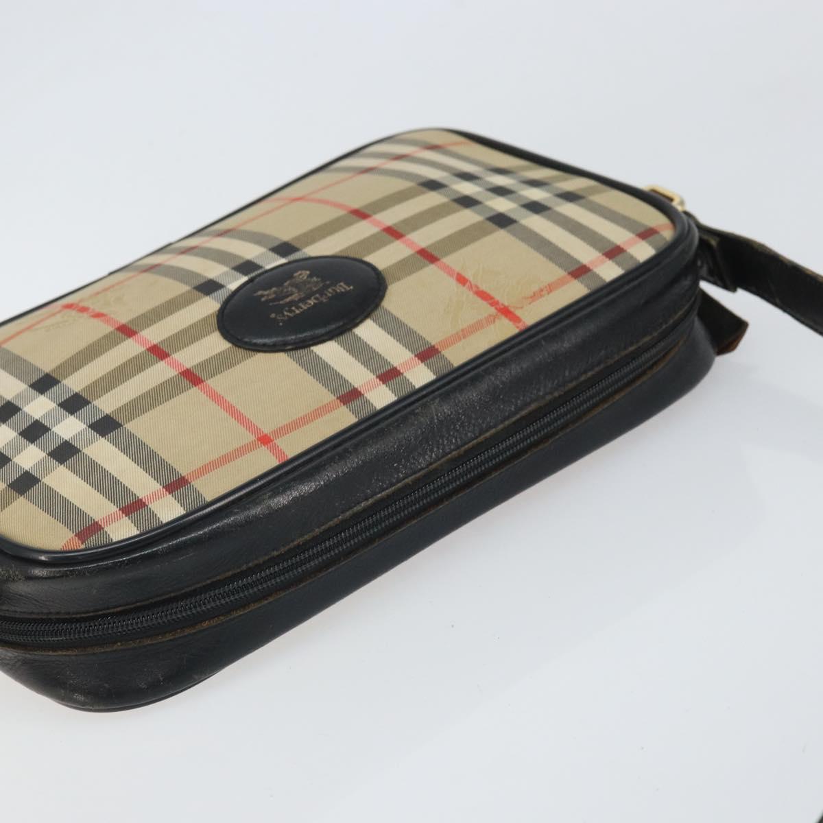 Burberrys Nova Check Shoulder Bag Canvas Beige Gold Auth 163922