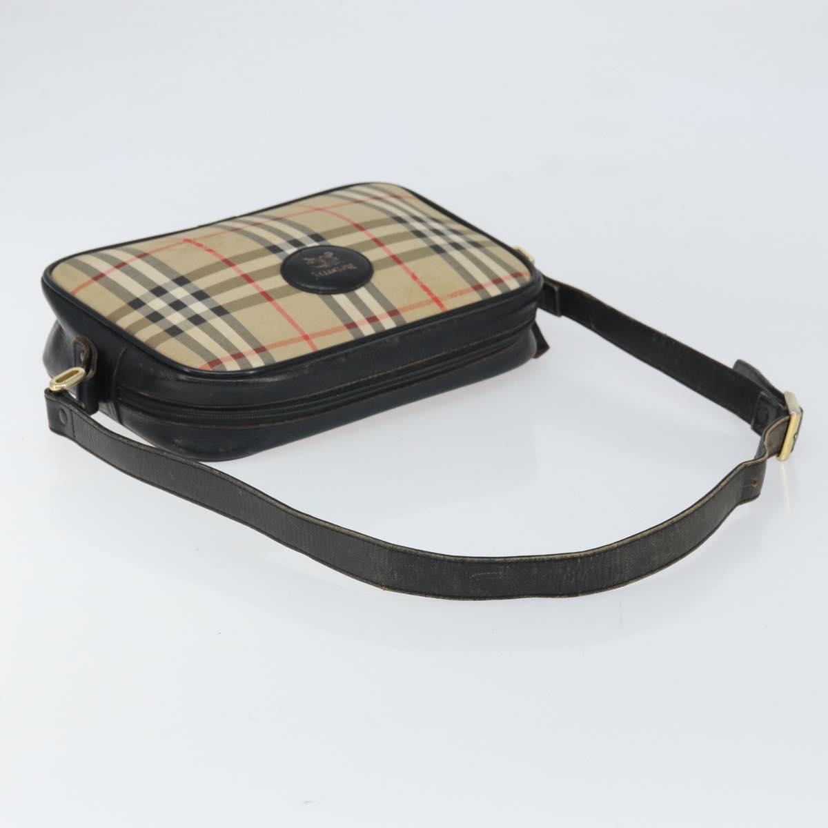 Burberrys Nova Check Shoulder Bag Canvas Beige Gold Auth 163922