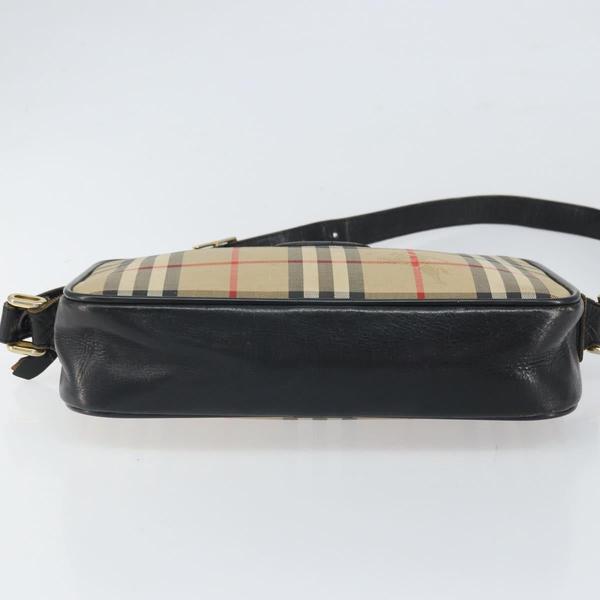 Burberrys Nova Check Shoulder Bag Canvas Beige Gold Auth 163922