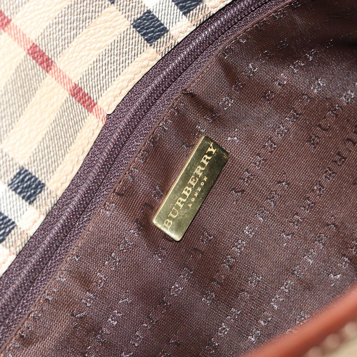 BURBERRY Nova Check Shoulder Bag PVC Beige Gold Auth 163923