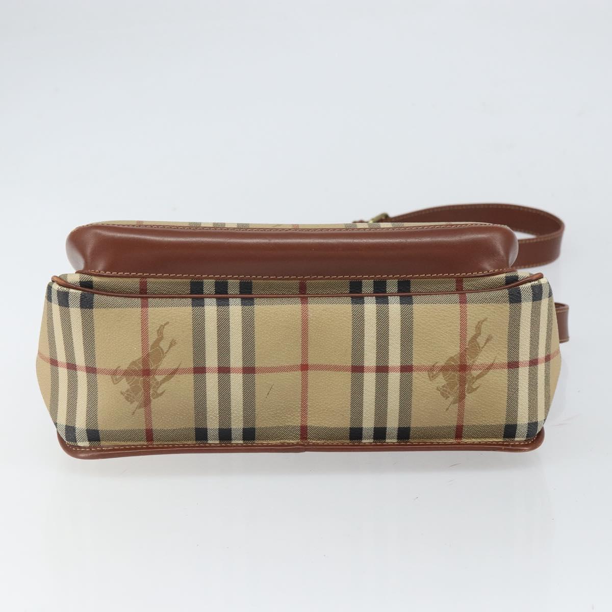 BURBERRY Nova Check Shoulder Bag PVC Beige Gold Auth 163923