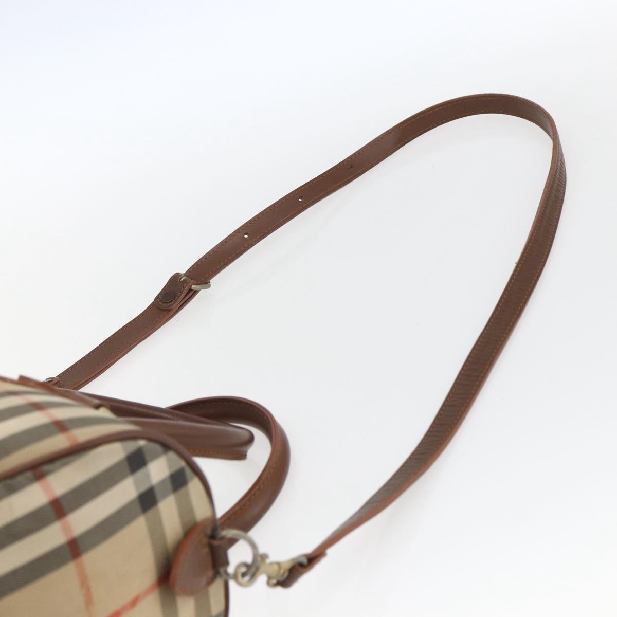 Burberrys Nova Check Hand Bag 2way Beige Silver Auth 163930