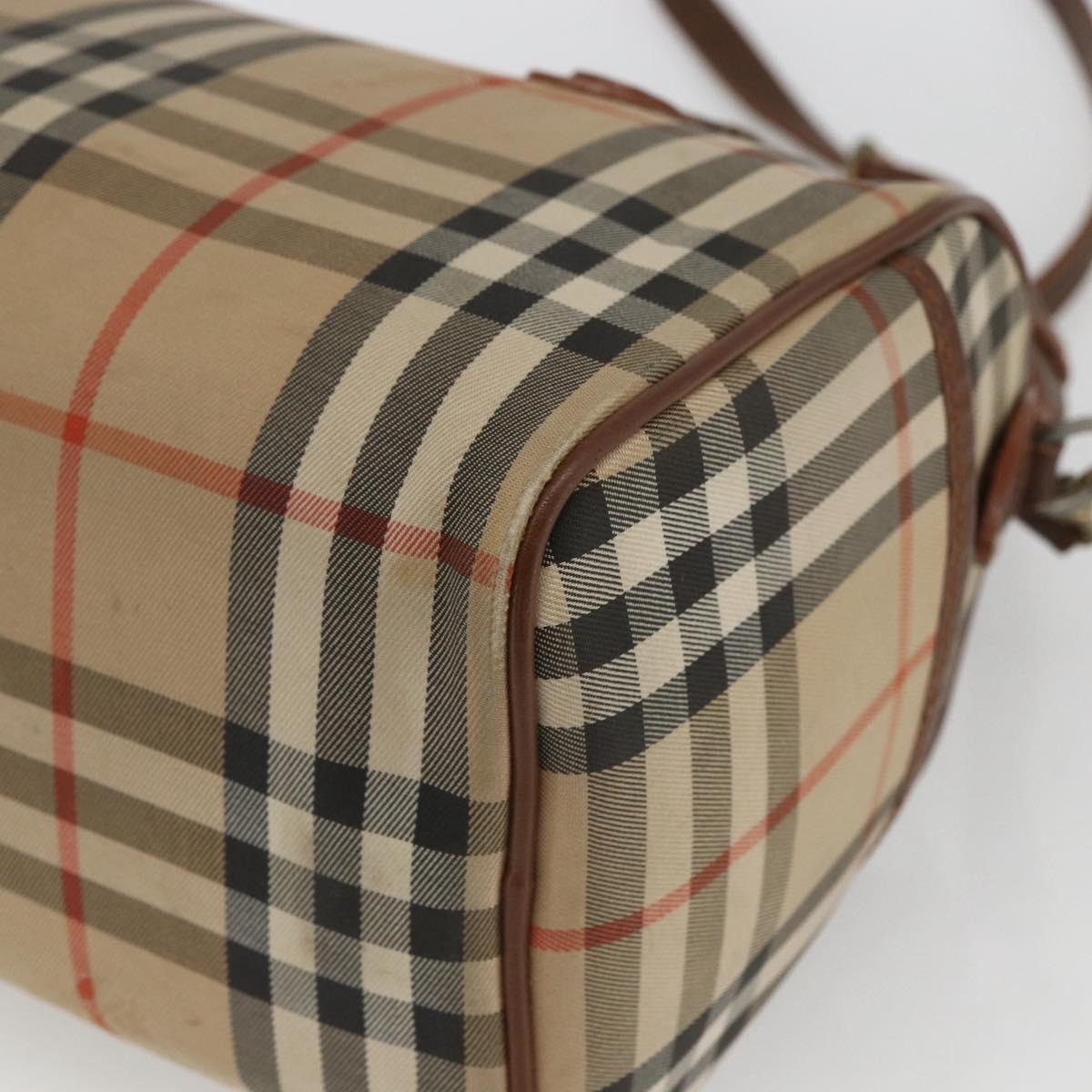 Burberrys Nova Check Hand Bag 2way Beige Silver Auth 163930