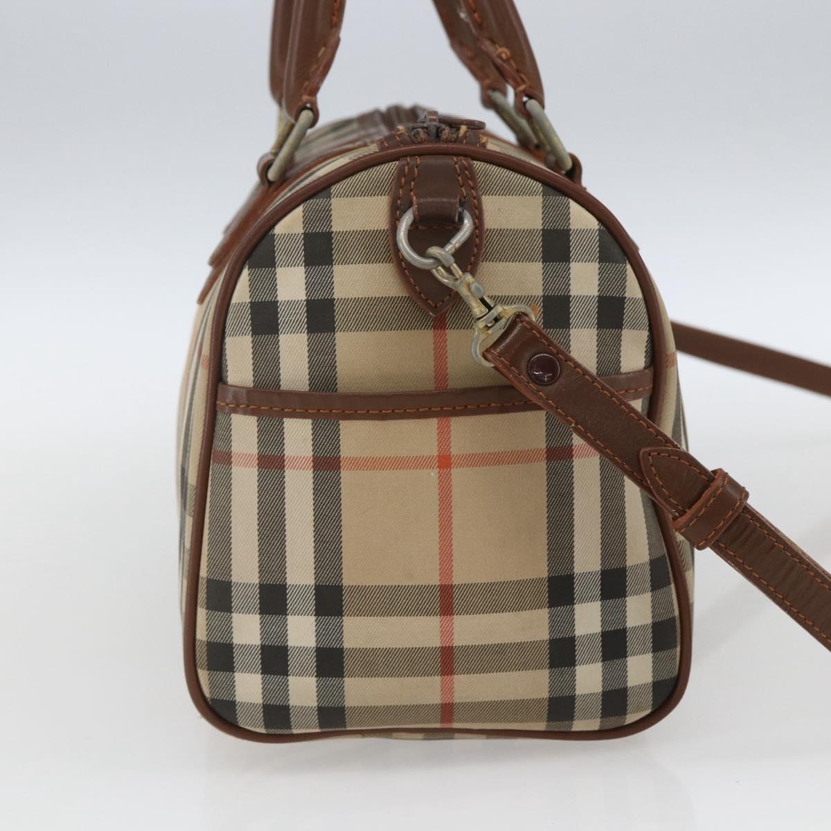 Burberrys Nova Check Hand Bag 2way Beige Silver Auth 163930