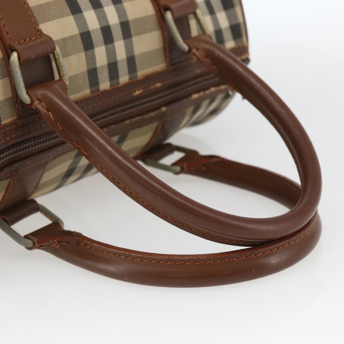 Burberrys Nova Check Hand Bag 2way Beige Silver Auth 163930