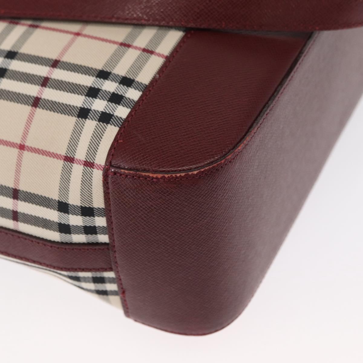 BURBERRY Nova Check Tote Bag Canvas Beige Gold Auth 163932