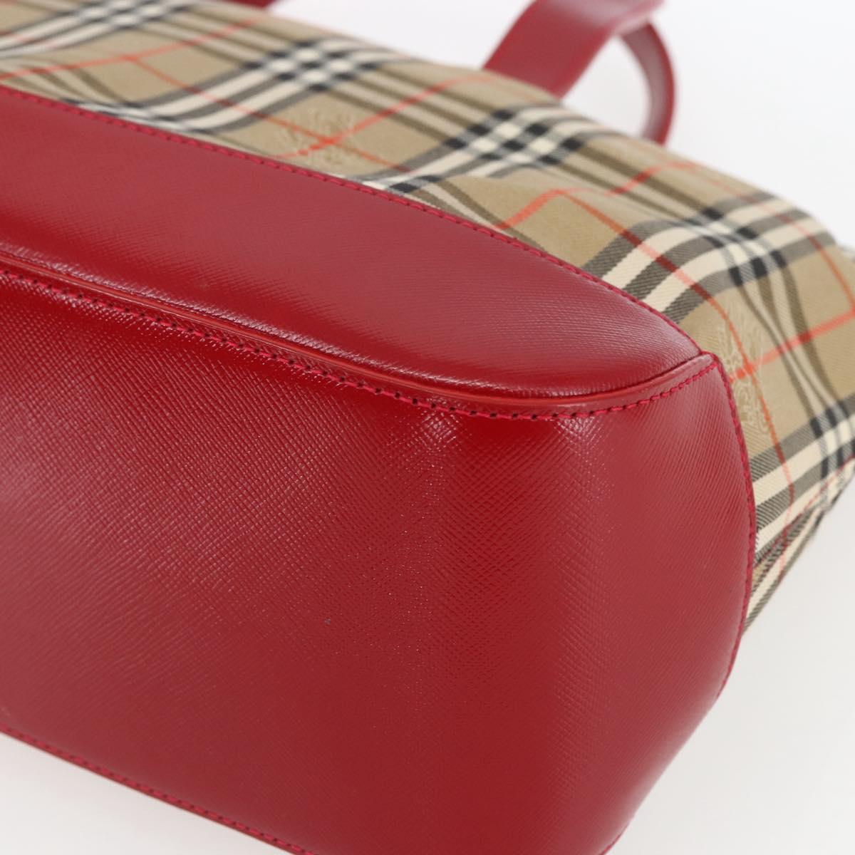BURBERRY Nova Check Hand Bag Canvas Beige Gold Auth 163933