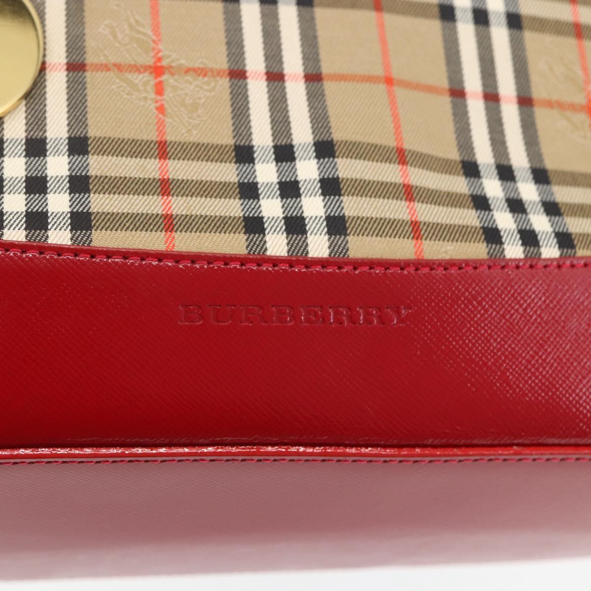 BURBERRY Nova Check Hand Bag Canvas Beige Gold Auth 163933