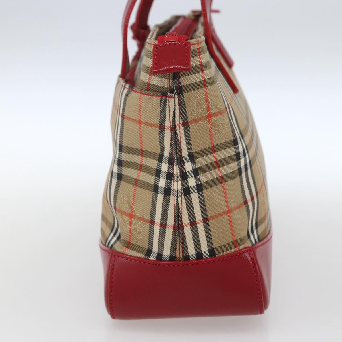 BURBERRY Nova Check Hand Bag Canvas Beige Gold Auth 163933